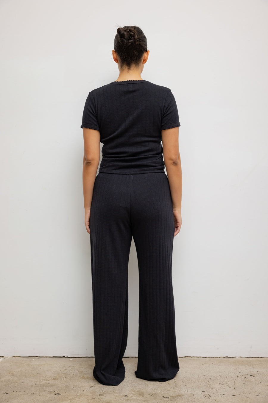 Pointelle Slim Fit Tee, Black