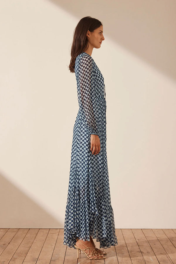 Elina Lace Front Drawstring Maxi Dress