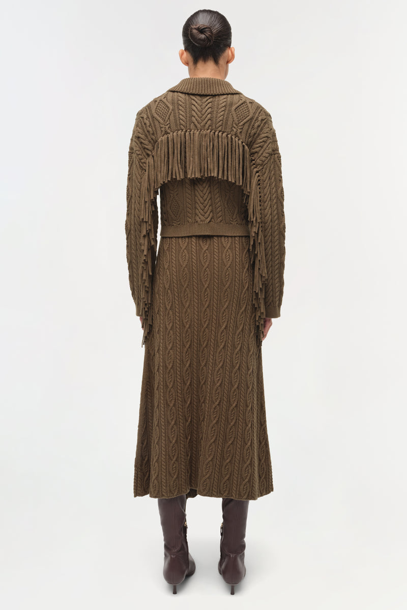 Kara Wool Fringe Midi Skirt