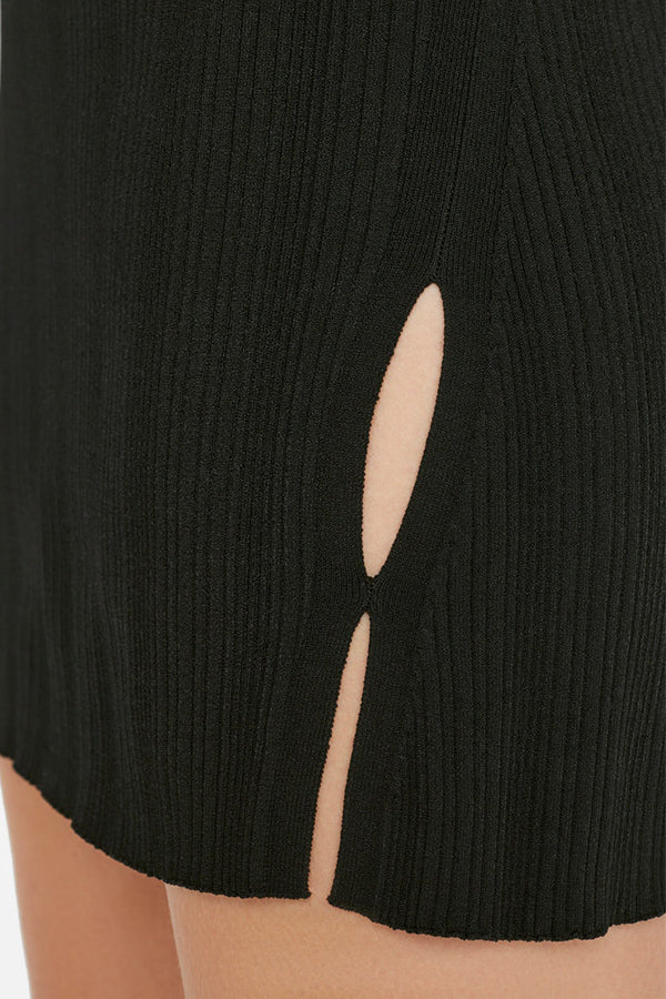 Mixed Rib Cutout Mini Dress