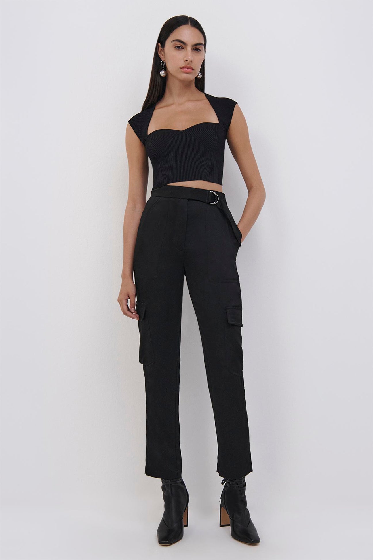 Abia Compact Rib-Knit Crop Top