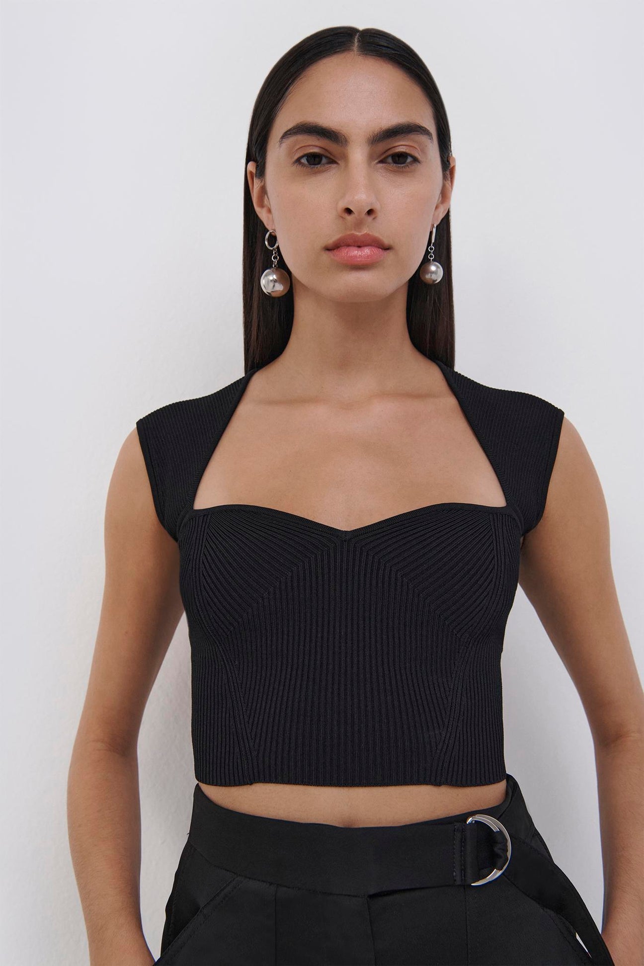 Abia Compact Rib-Knit Crop Top