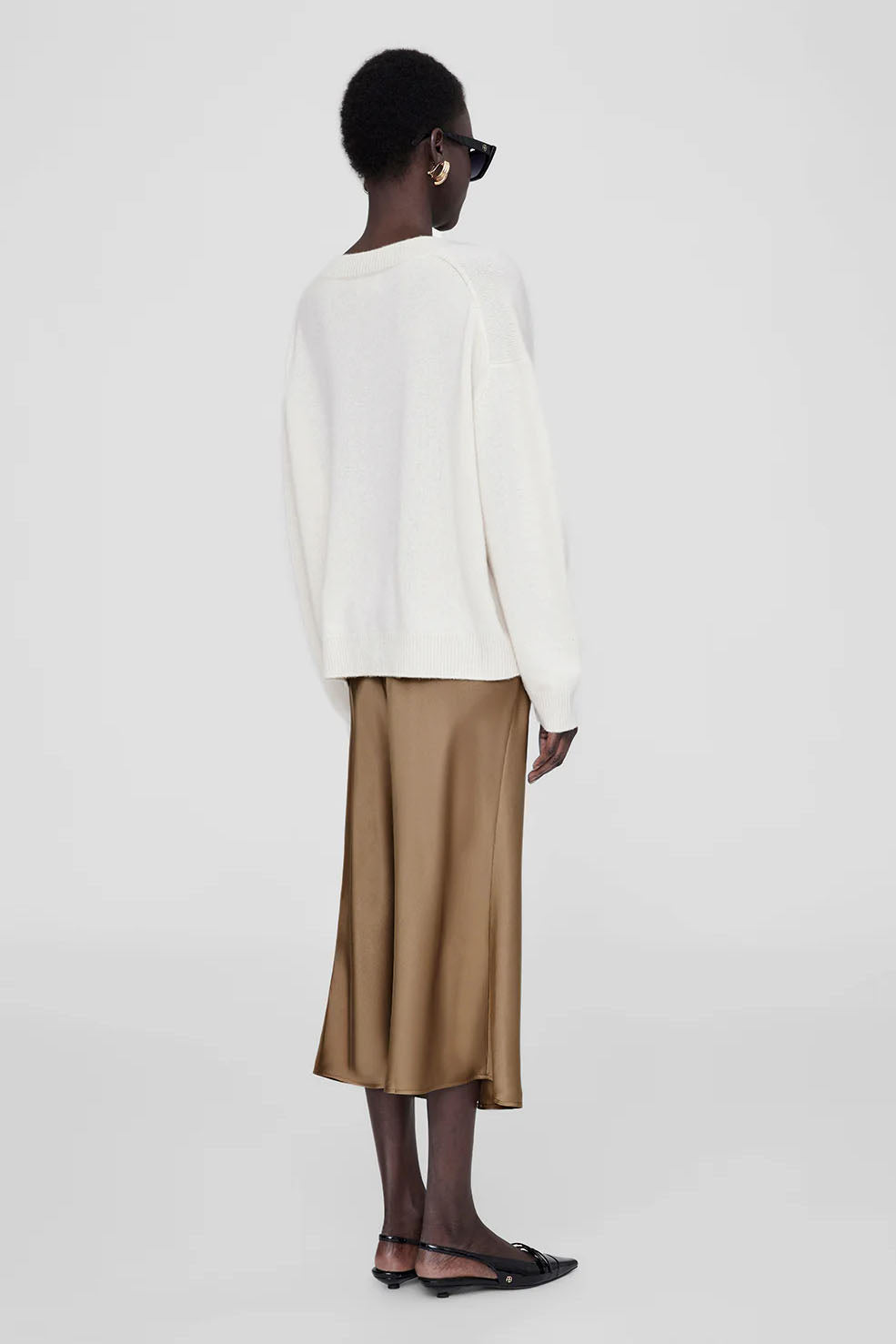 Bar Silk Skirt, Sepia