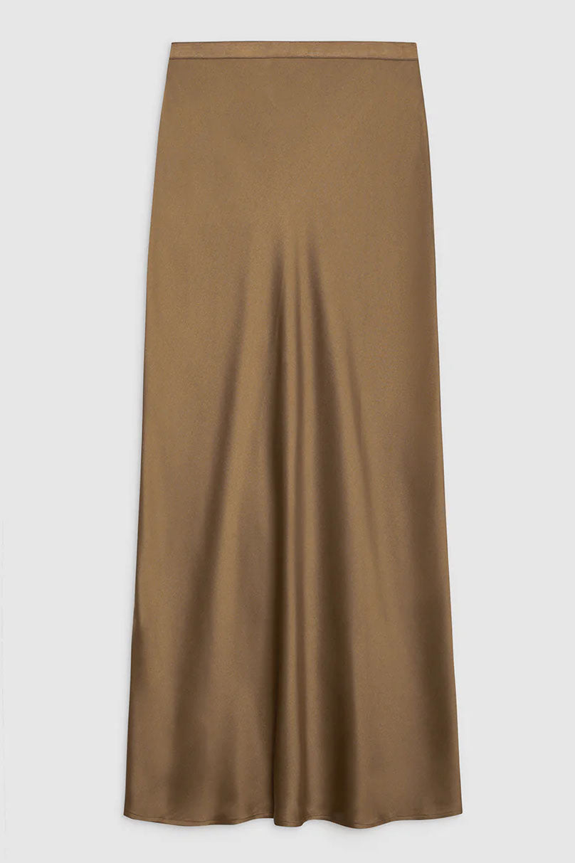 Bar Silk Skirt, Sepia