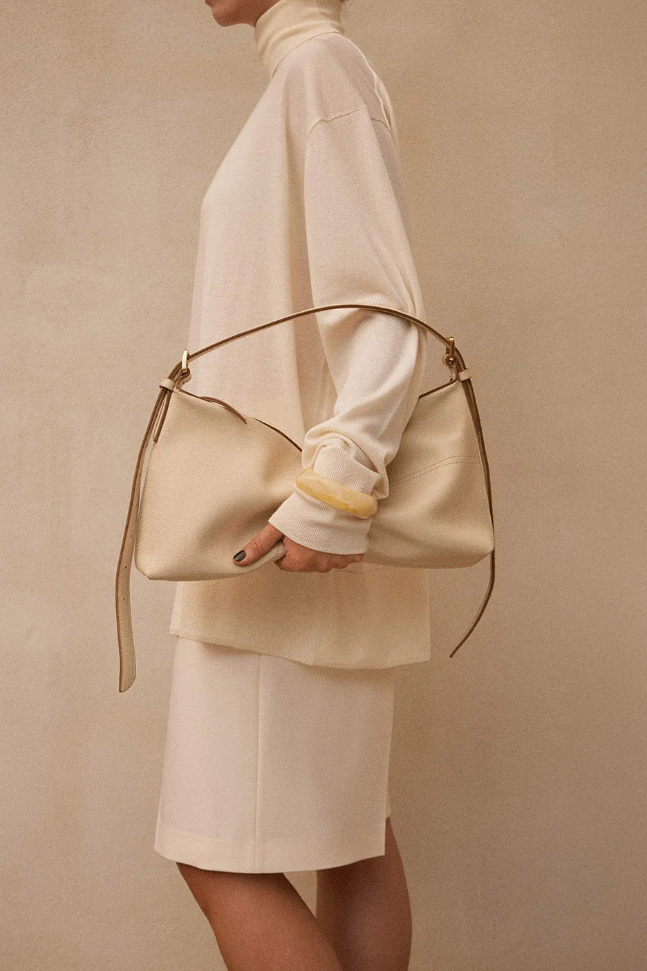 Castellare Mandorla Grained Calf Shoulder Bag