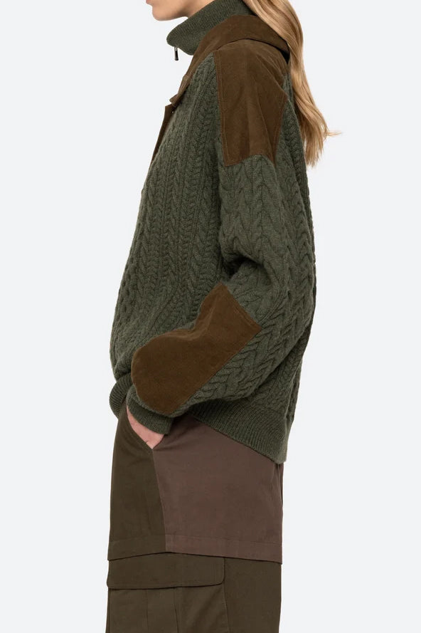 Allen Cable Half Zip Double Layer Sweater