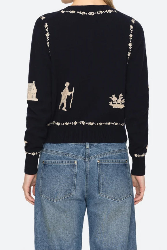 Marguerite Lace Patch Long Sleeve Cardigan