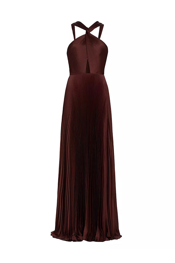 Athena Satin Pleated Dress