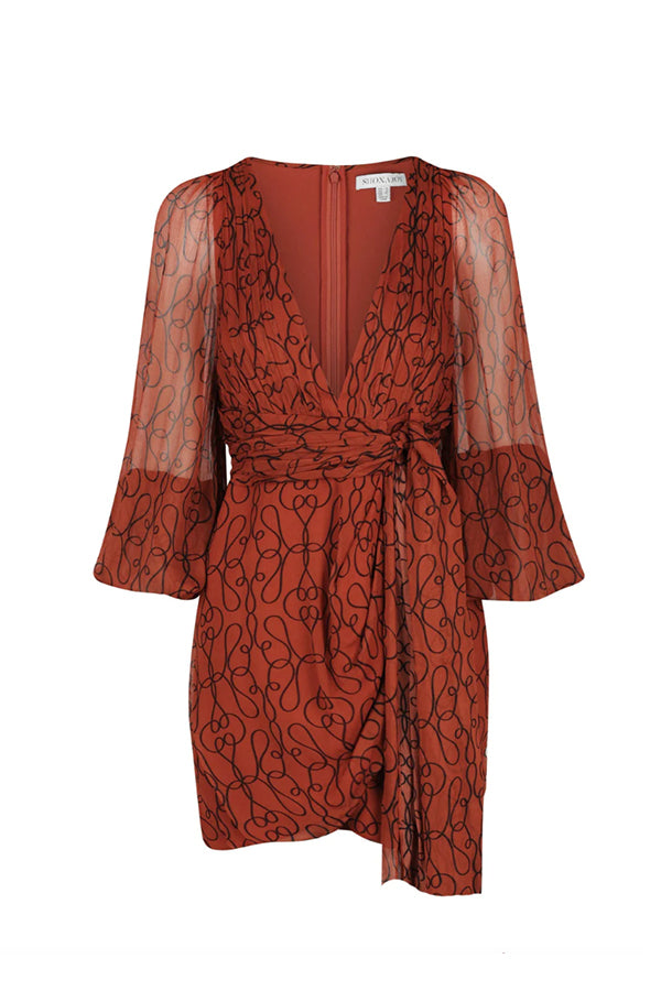 Atrani Plunged Long Sleeve Mini Dress