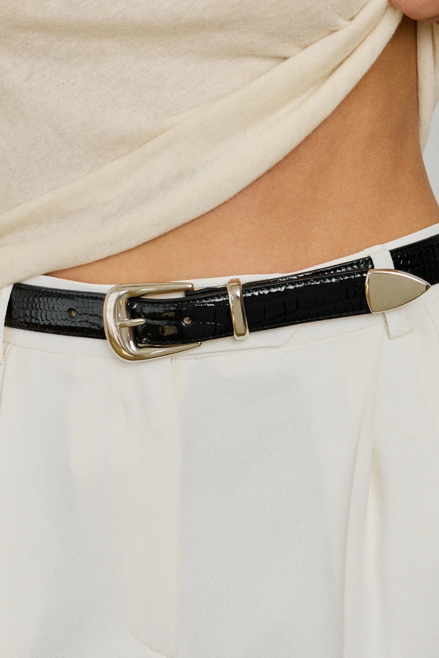 No. 16 Belt, Patent Black/Silver