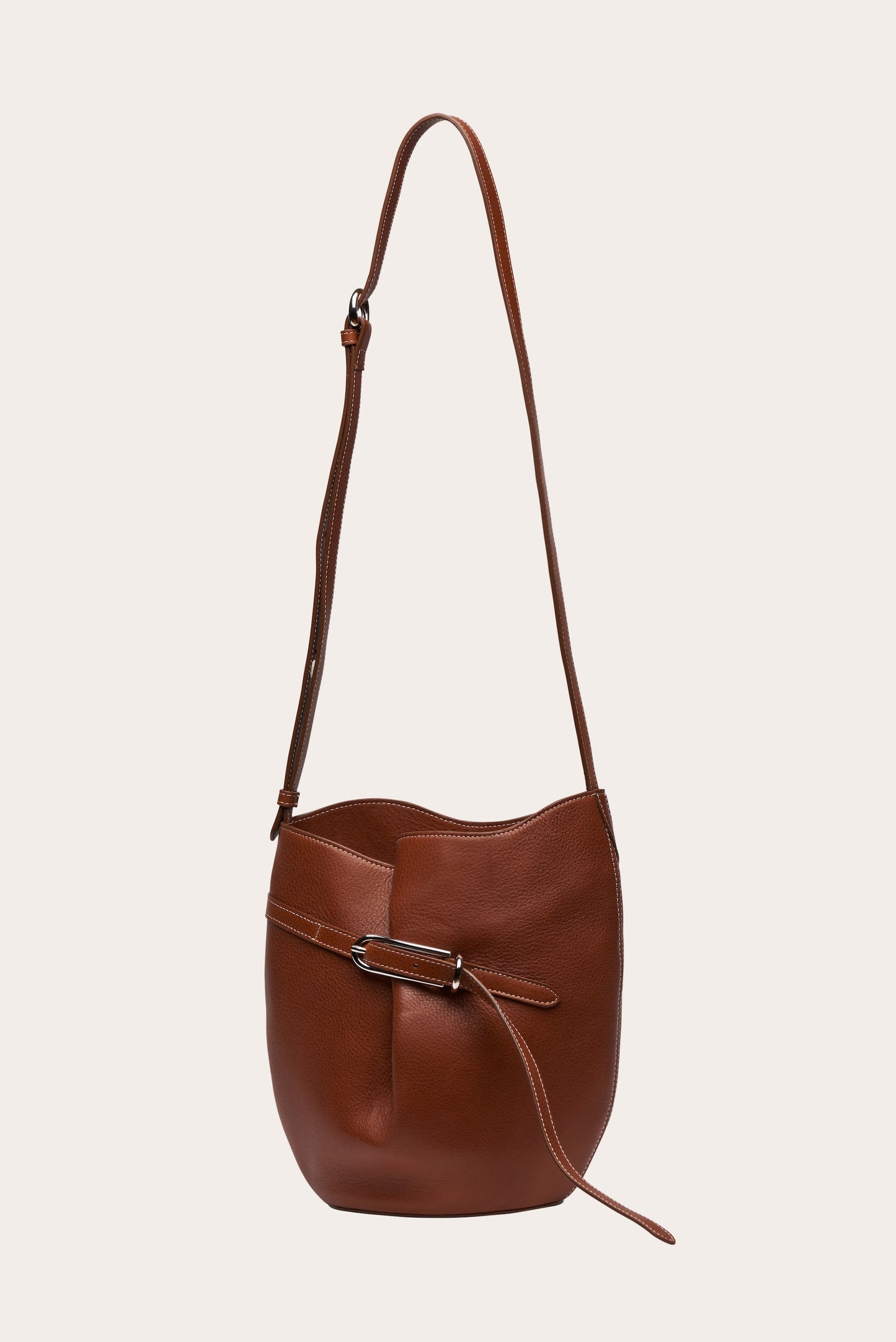 Belted Bucket Bag, Chestnut