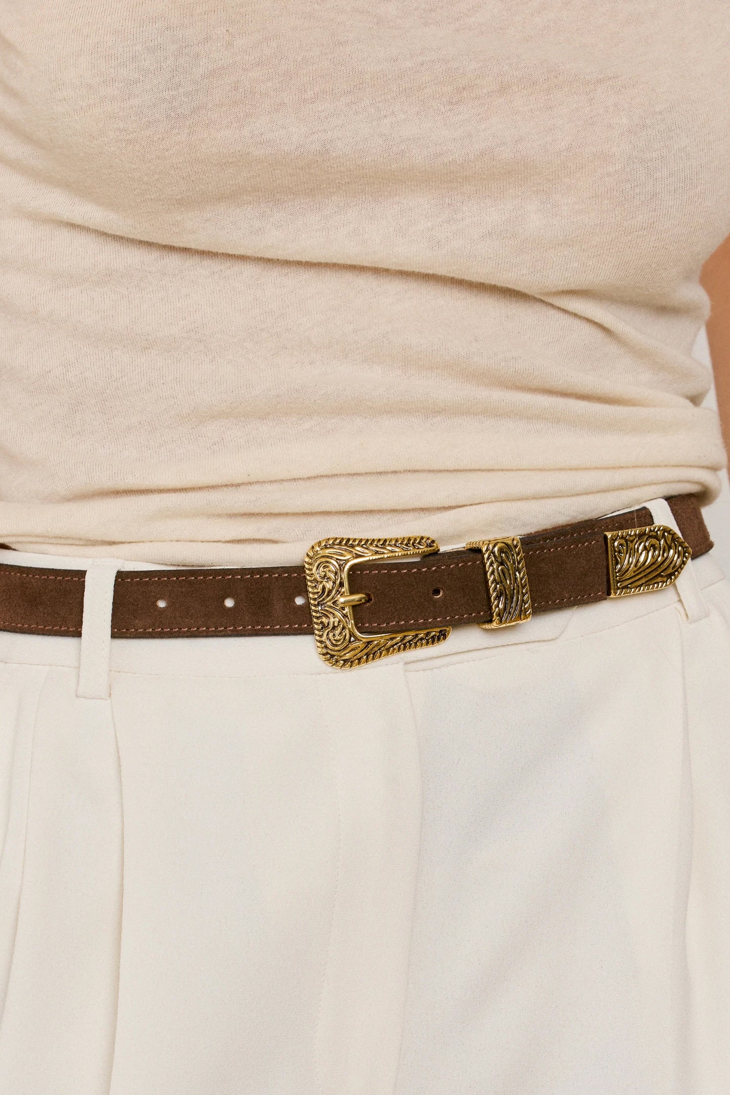 No. 15 Belt, Chocolate/Gold