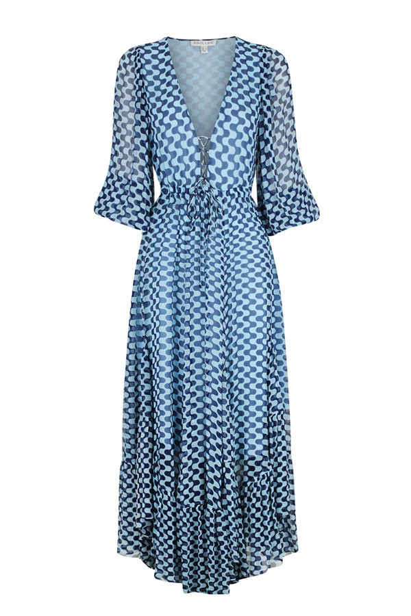 Elina Lace Front Drawstring Maxi Dress