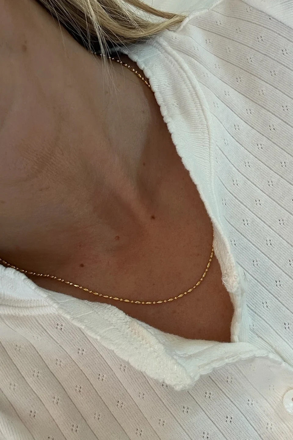 Gold Bar & Ball Chain Necklace