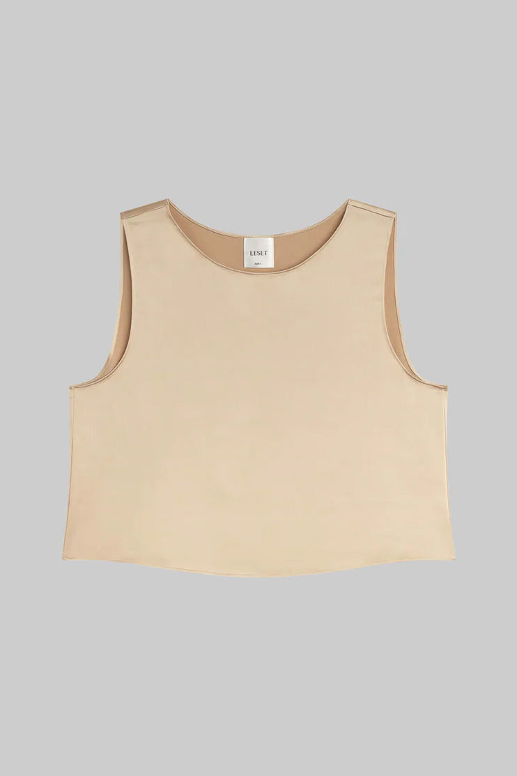 Barb Crop Sleeveless Crew, Sand
