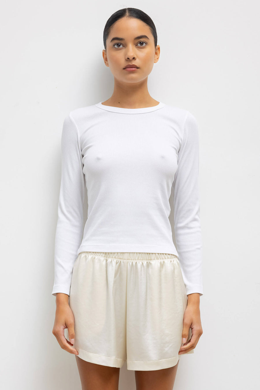 Kelly Slim Fit Long Sleeve Tee, White