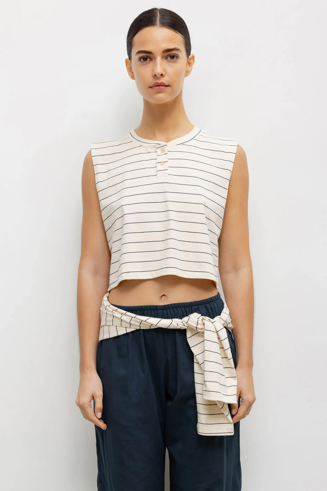 Margo Stripe Sleeveless Henley