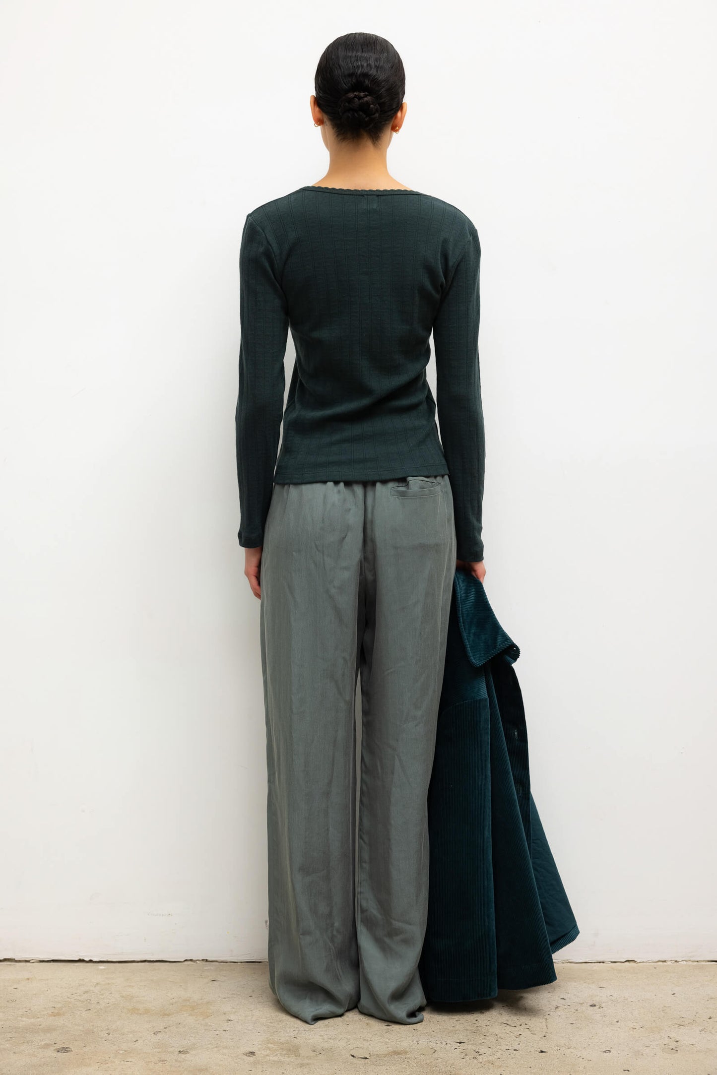 Pointelle Slim Fit Long Sleeve, Forest