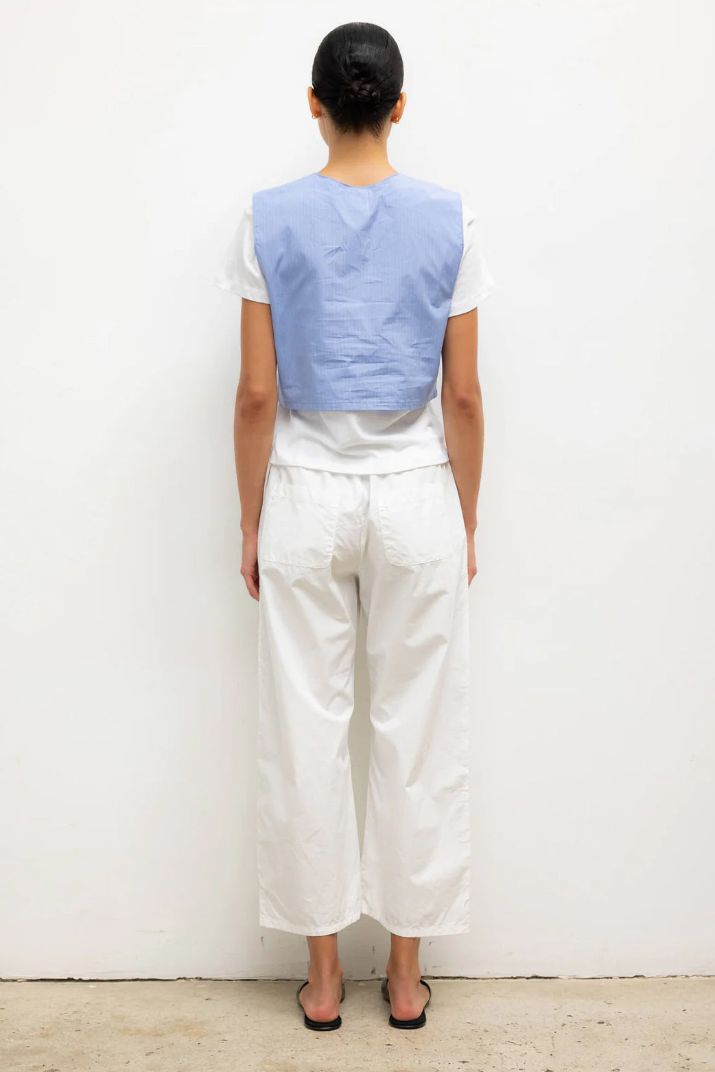 Yoshi Crewneck Vest, Ocean/Parchment Stripe