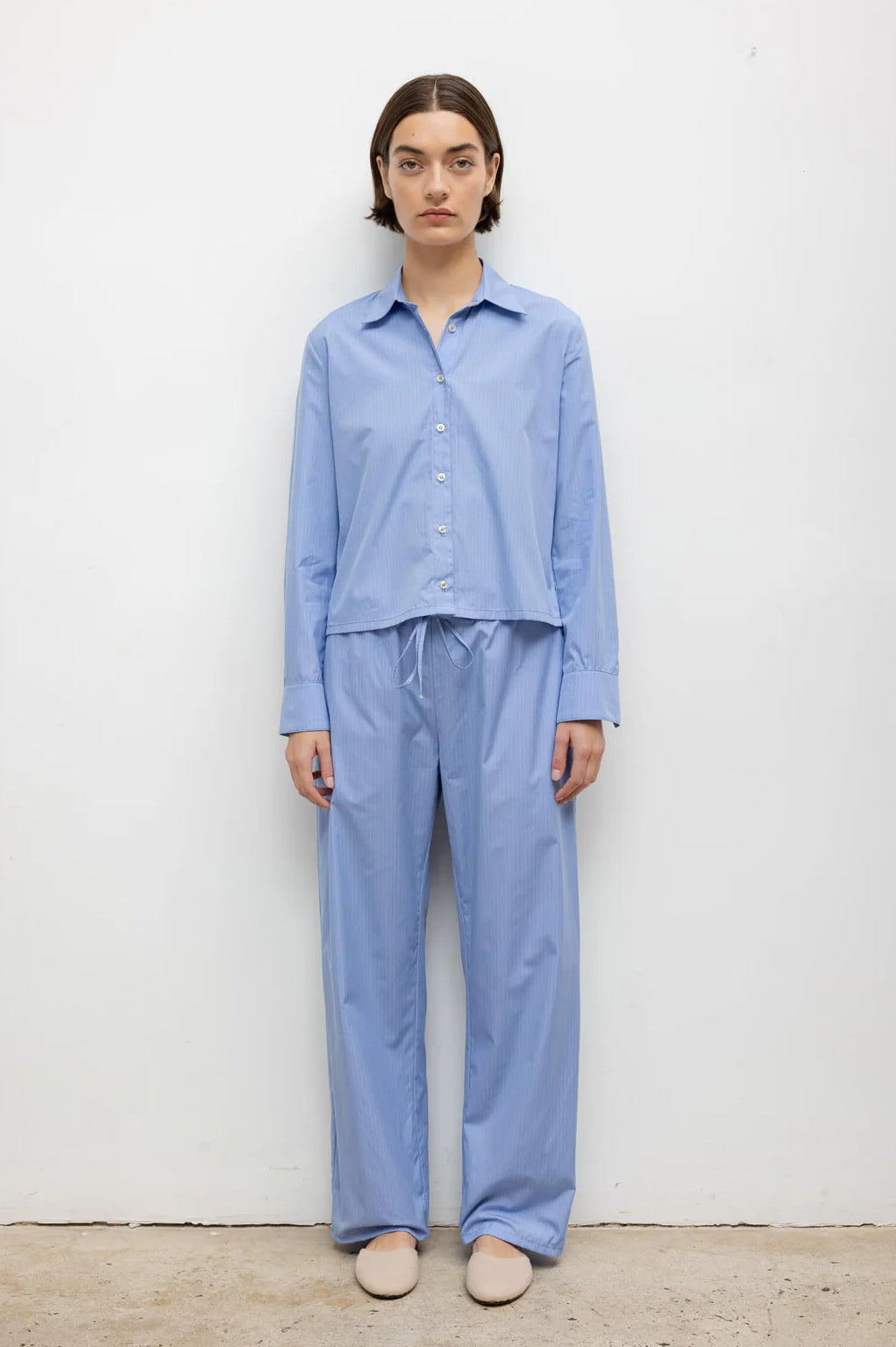 Yoshi Drawstring Pant, Ocean/Parchment Stripe