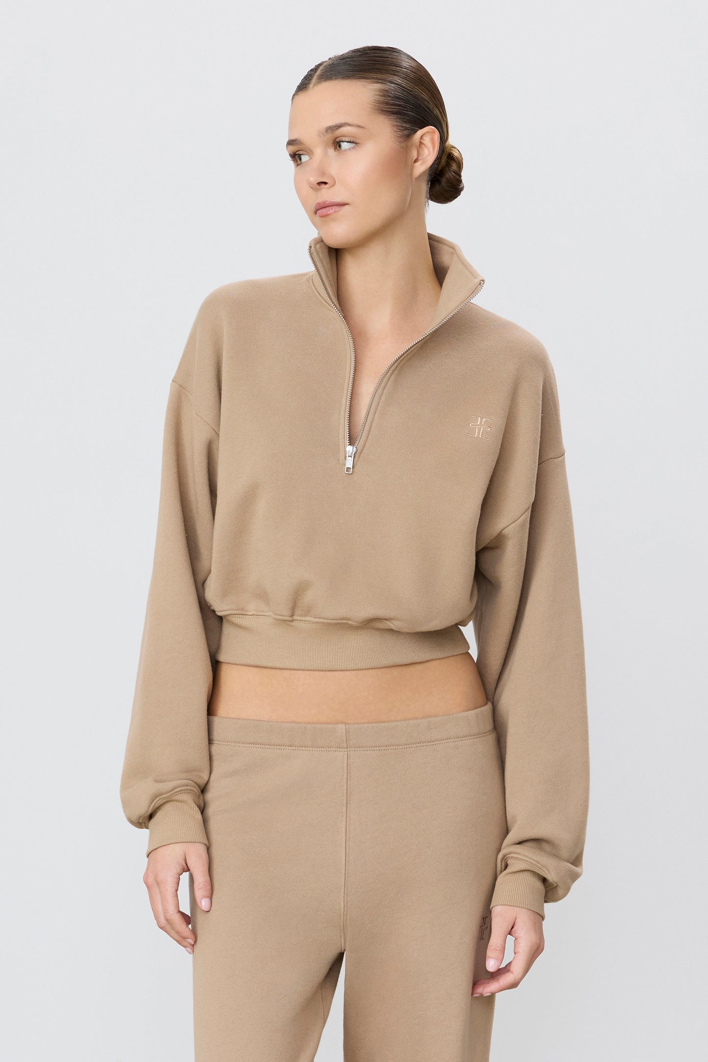 Cropped Half-Zip Sweatshirt