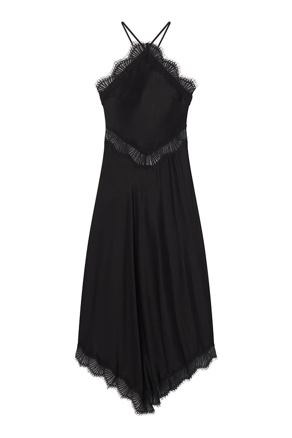 Lucia Satin And Lace Midi Dress