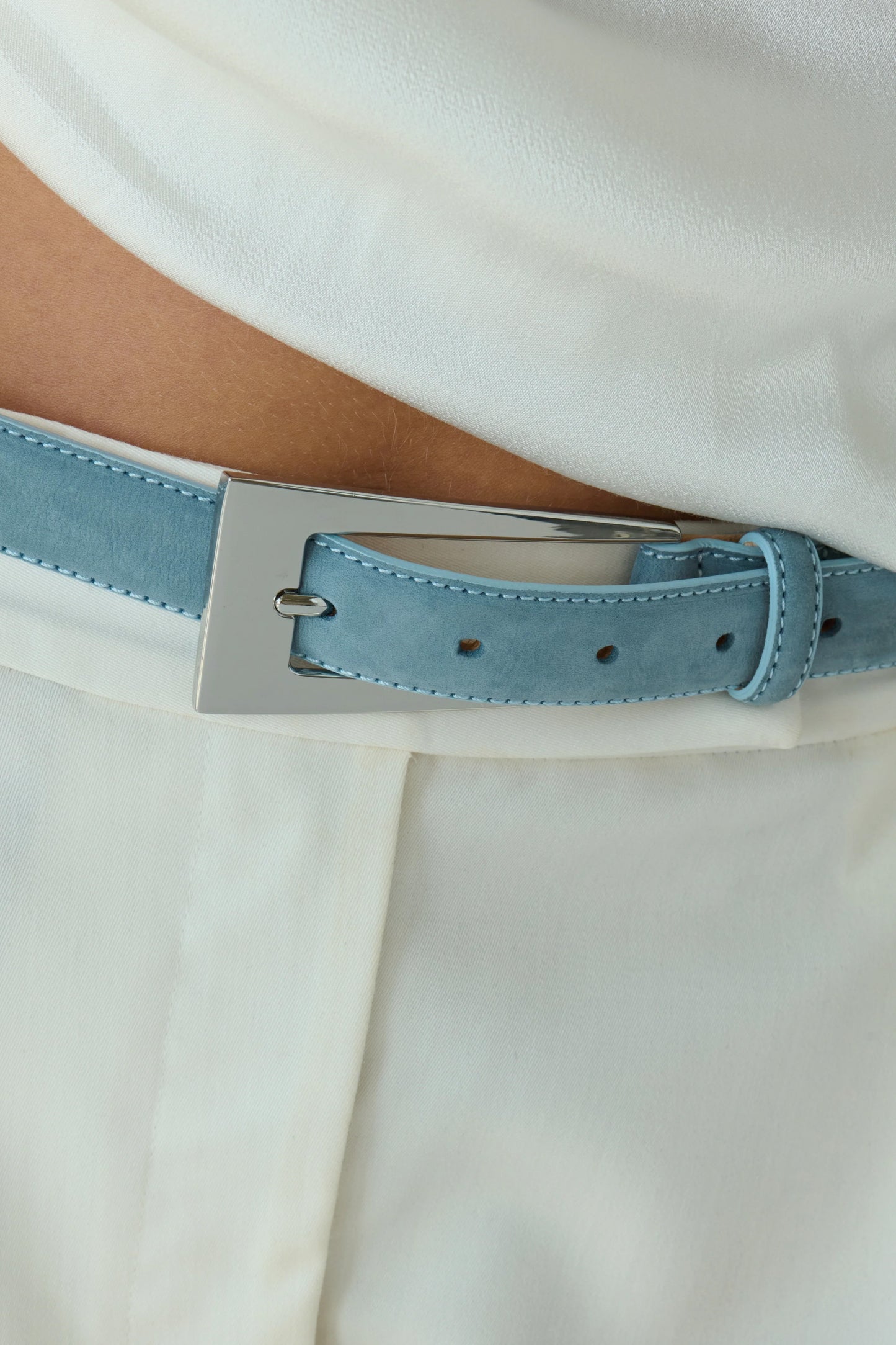 No. 10 Belt, Dusty Blue/Silver
