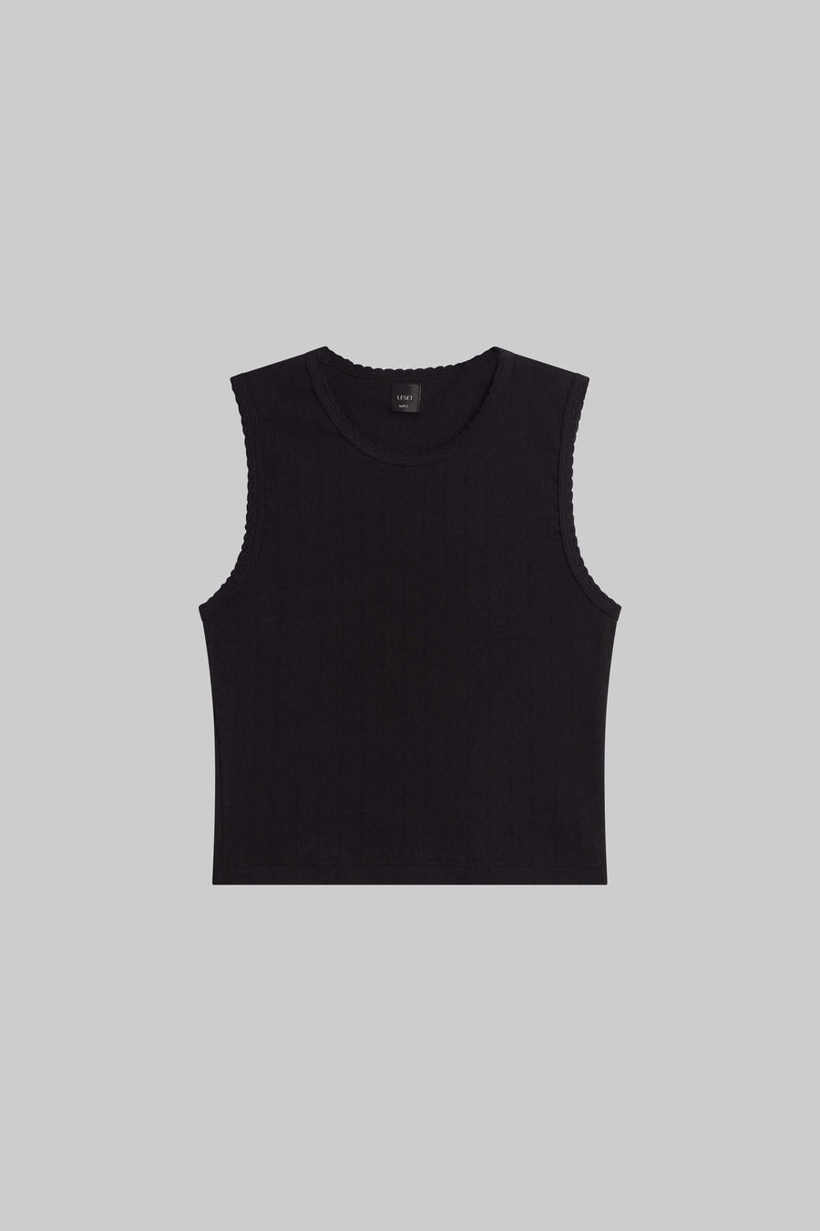 Pointelle Sleeveless Crew, Black