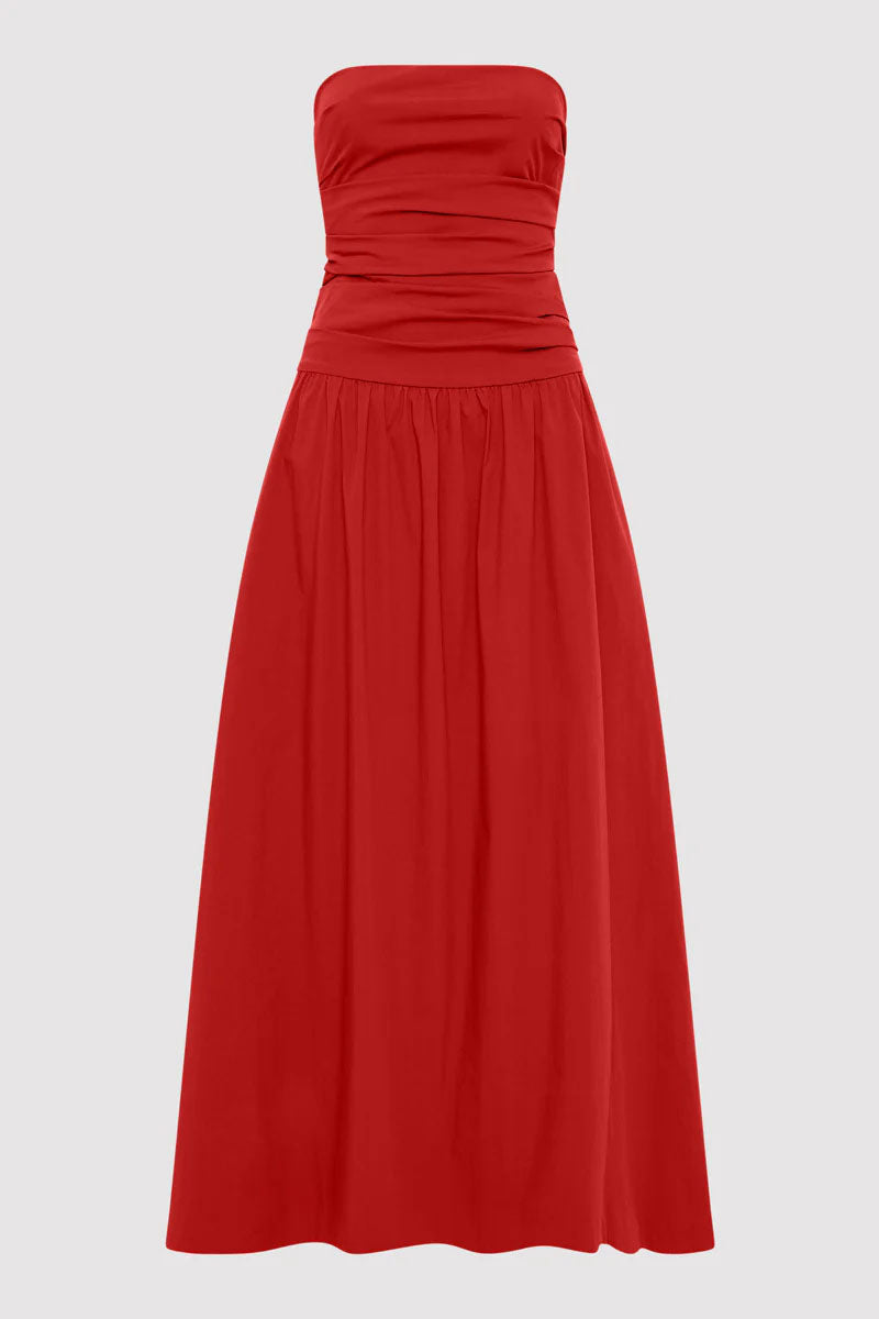 Gathered Strapless Tie Back Dress