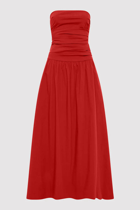 Gathered Strapless Tie Back Dress