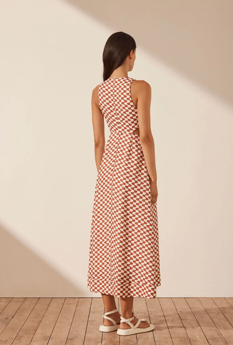Marmo Linen V-Neck Midi Dress