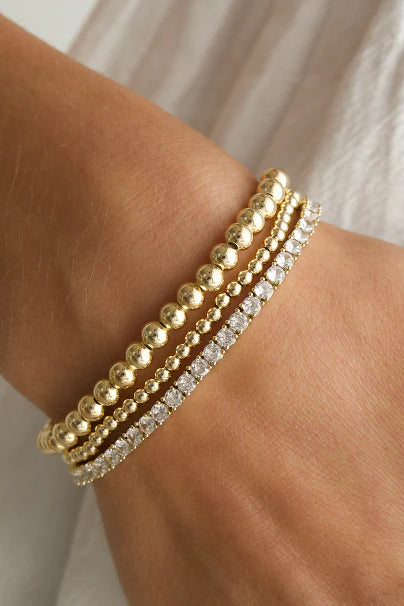 Crystal Tennis Bracelet, Yellow Gold
