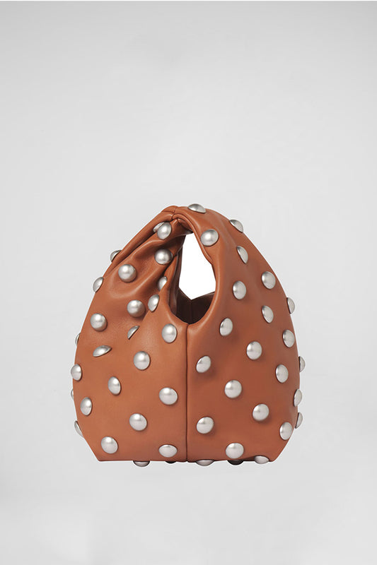 Simone Studded Leather Bag, Cognac