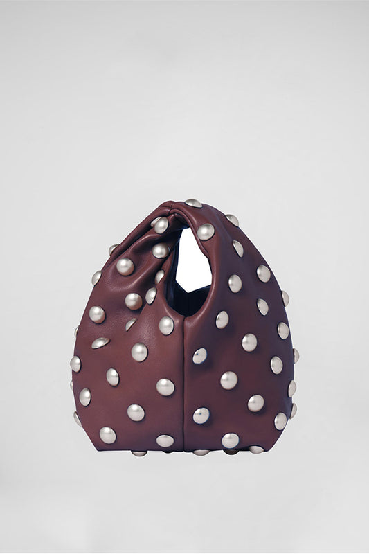 Simone Studded Leather Bag, Deep Plum