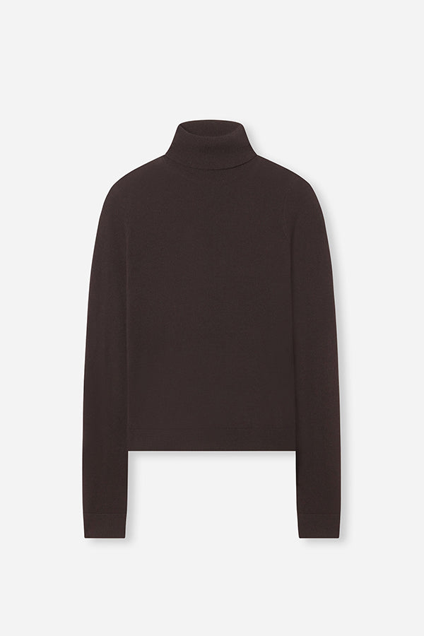 Slim Turtleneck in Fine Cashmere, Chocolate