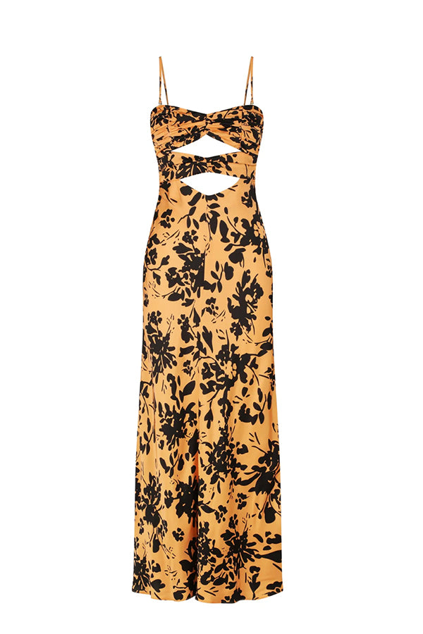 Solare Strapless Cut Out Ruched Midi Dress