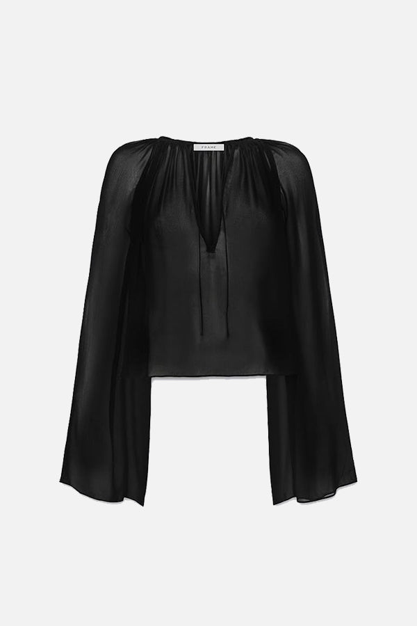 V-Neck Shirred Blouse