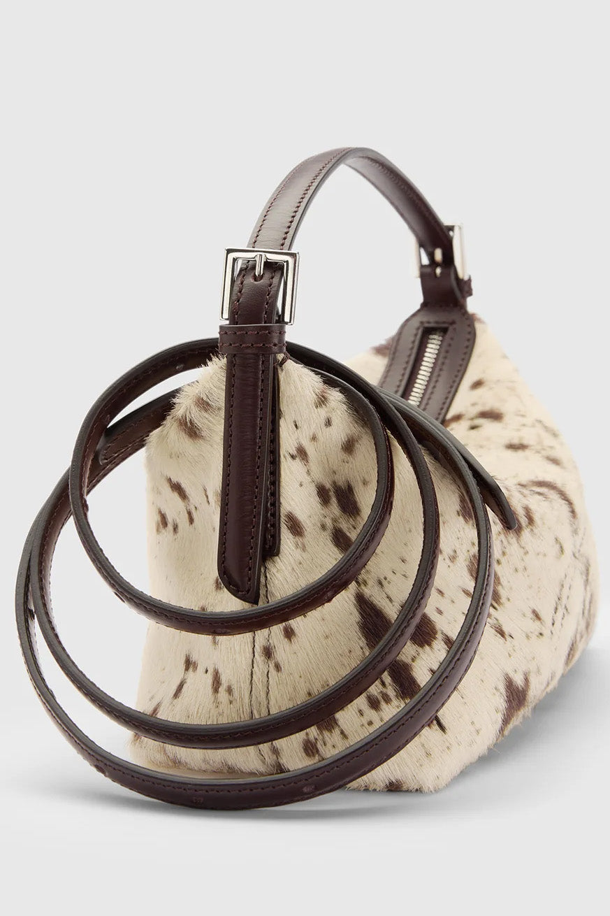 Vadena Mandorla/Walnut Printed Mini Cow/Leather Pouch