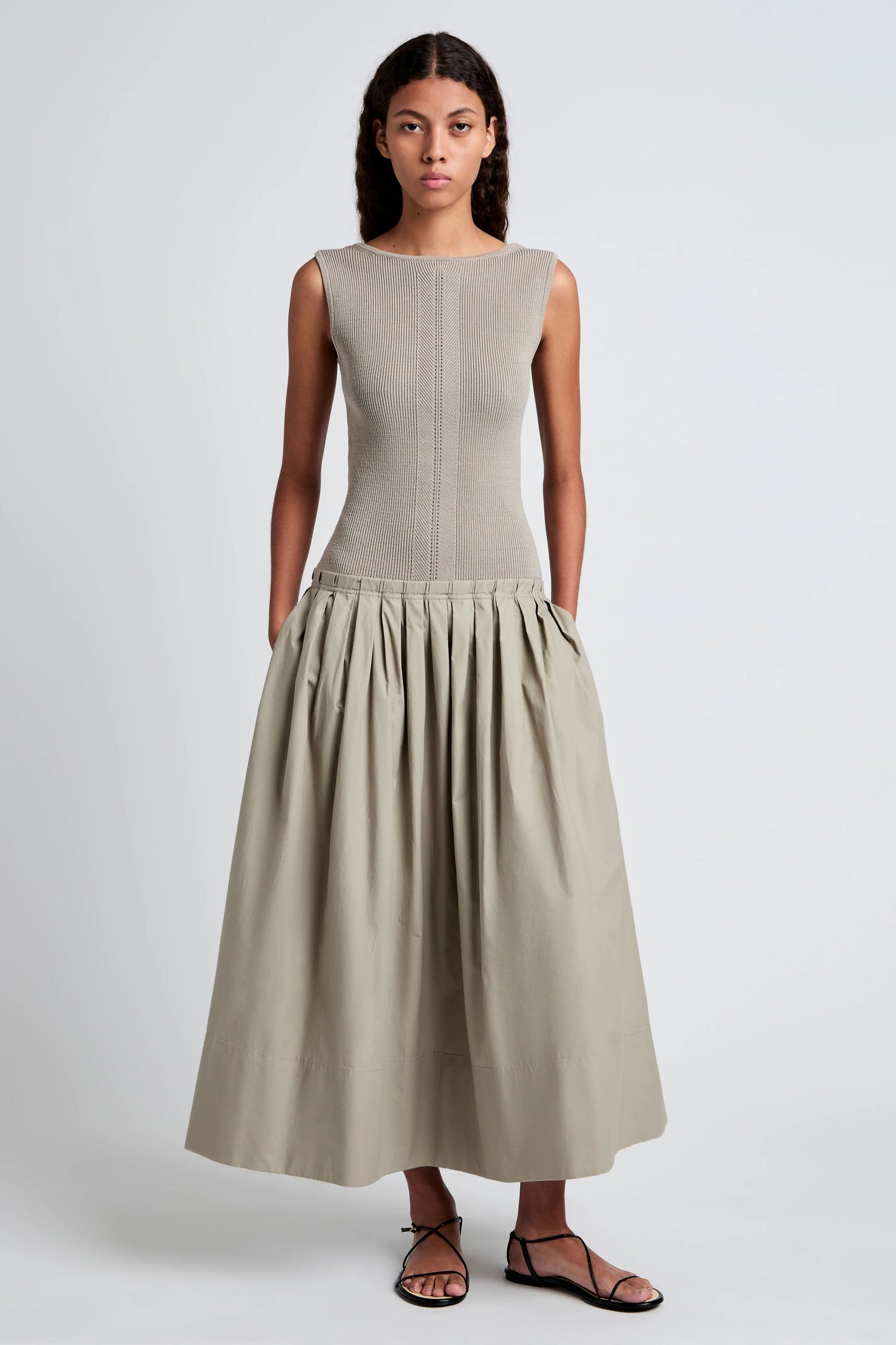 Tori Knit Dress in Brushed Poplin