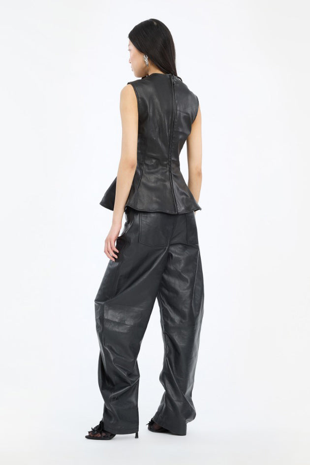 Peplum Leather Top
