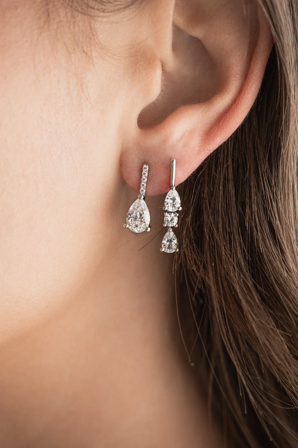 Linea Pave Pear Stud