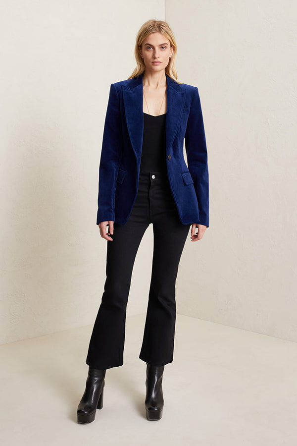 Edie Velvet Tailored Jacket, Navy