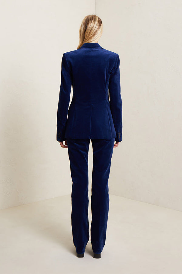 Edie Velvet Tailored Jacket, Navy