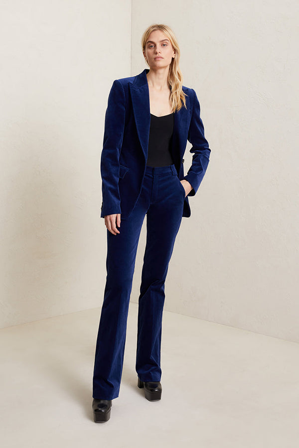 Sophie Velvet Tailored Pant, Navy