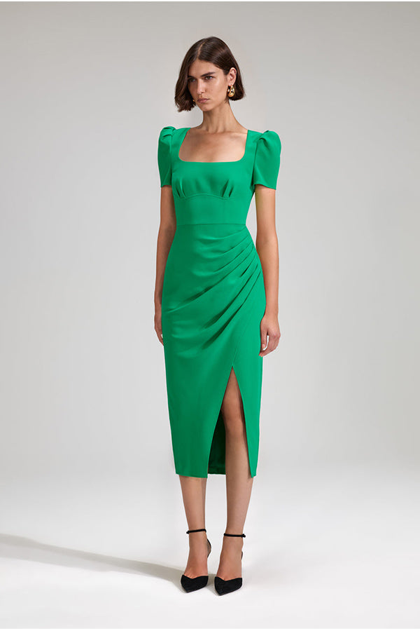 Green Crepe Midi Dress