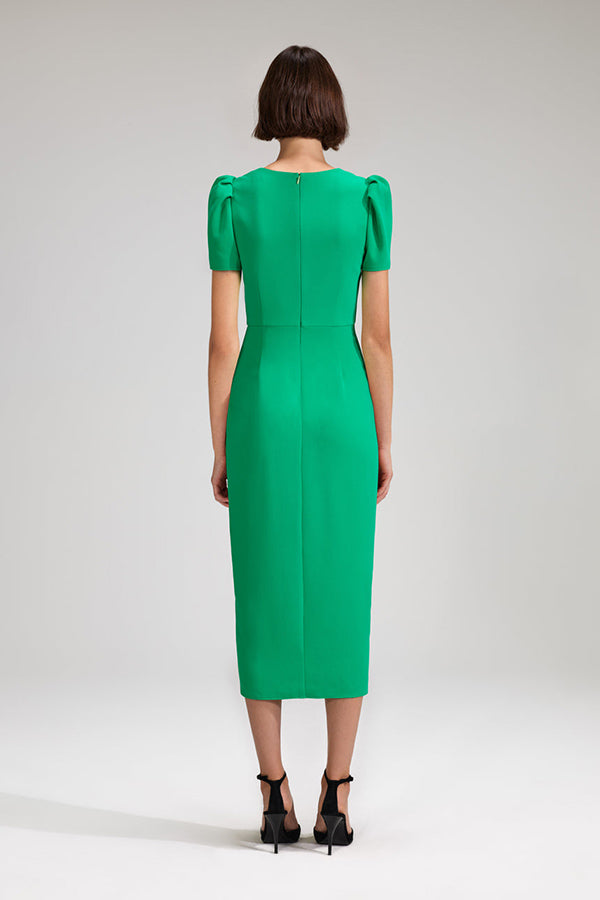 Green Crepe Midi Dress