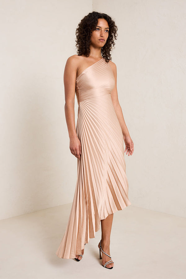 Delfine Satin Pleated Dress