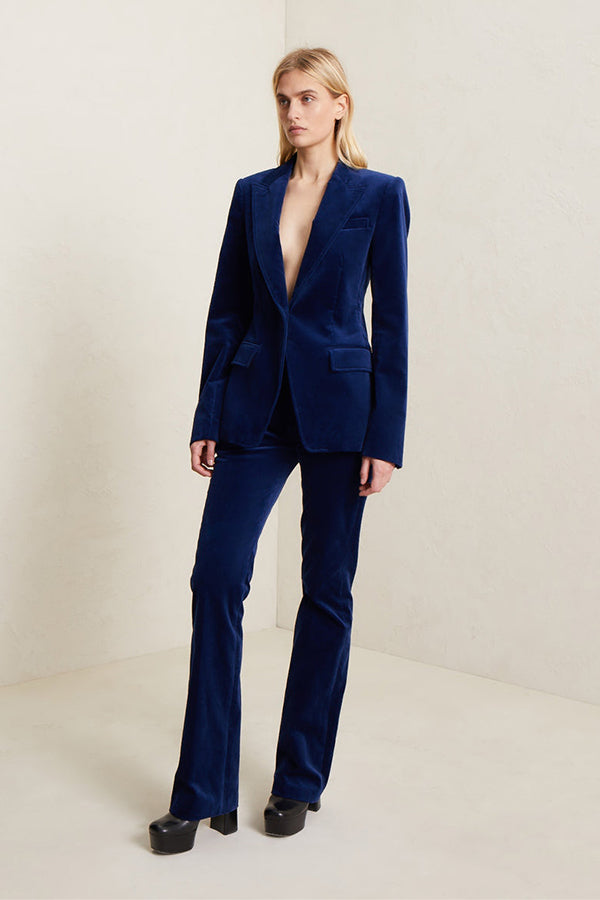 Sophie Velvet Tailored Pant, Navy