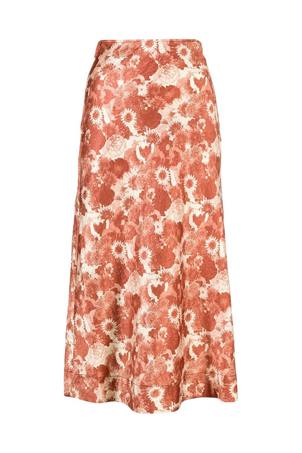Crinkled Satin Maxi Skirt, Marsala