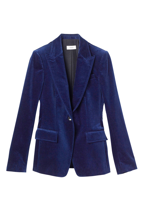 Edie Velvet Tailored Jacket, Navy